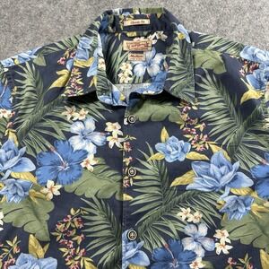 Lucky Brand California Hawaiian Shirt Mens M Classic Fit Retro Look Floral‎